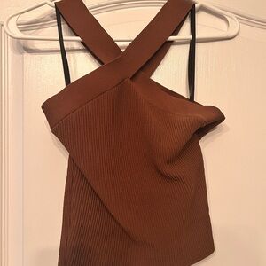 Aritzia espresso sculpt knit cross neck tank top (not cropped) great condition